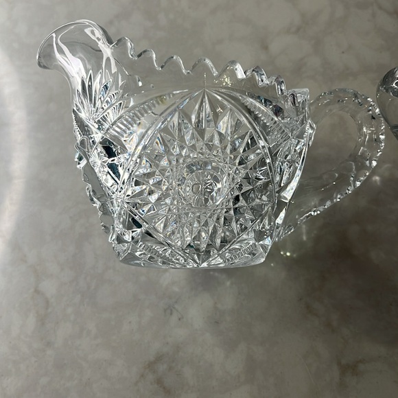 Vintage pressed glass cream and sugar bowl - Picture 3 of 6